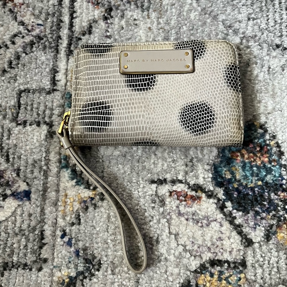 Marc Jacobs Cream Wallet with Black Polka Dot Print
